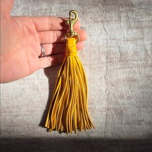 Yellow Clare v Leather Tassel Keychain
